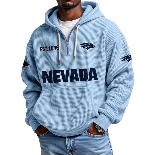 Discover Nevada EST 1896 Quarter Waffle Zip Hoodie