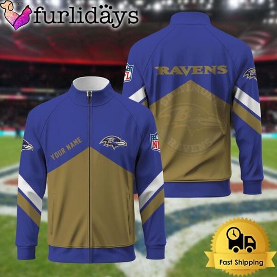 Baltimore Ravens Logo Custom Standing Neck Zipper Jacket