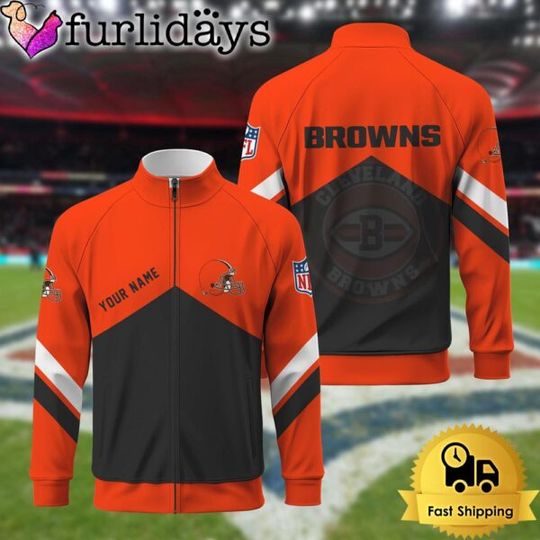 Cleveland Browns Logo Custom Standing Neck Zipper Jacket