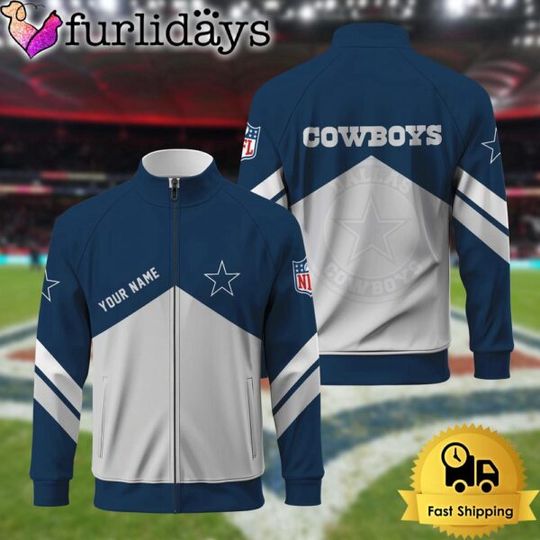 Dallas Cowboys Logo Custom Standing Neck Zipper Jacket