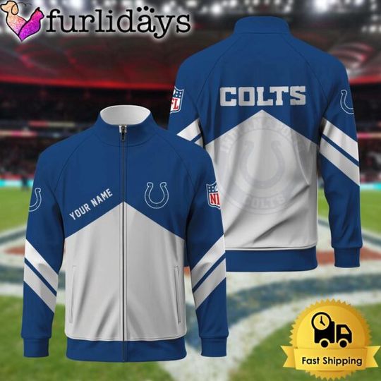 Indianapolis Colts Logo Custom Standing Neck Zipper Jacket