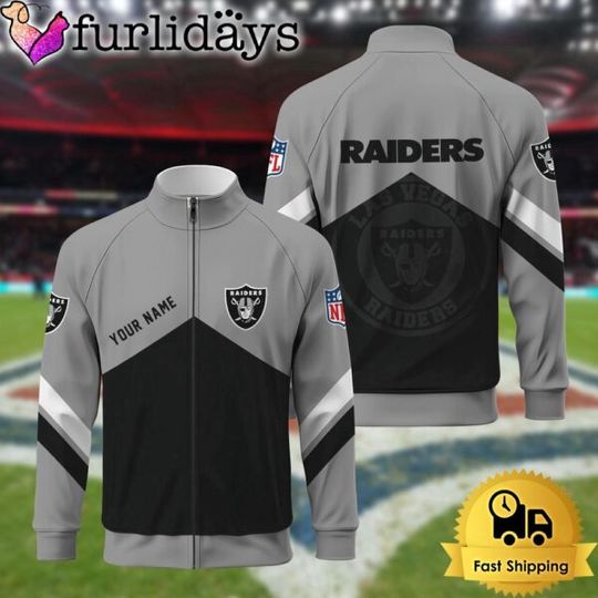 Las Vegas Raiders Logo Custom Standing Neck Zipper Jacket