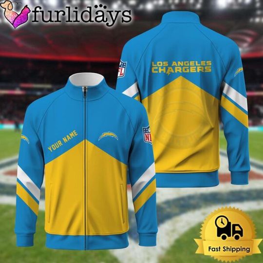 Discover Los Angeles Chargers Logo Custom Standing Neck Zipper Jacket