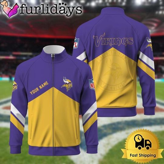 Minnesota Vikings Logo Custom Standing Neck Zipper Jacket