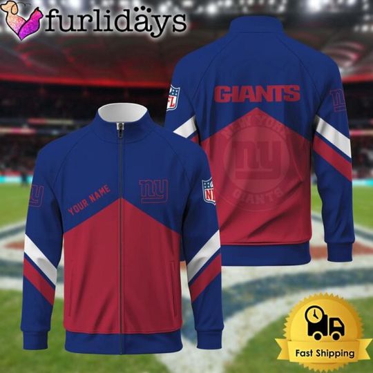 New York Giants Logo Custom Standing Neck Zipper Jacket