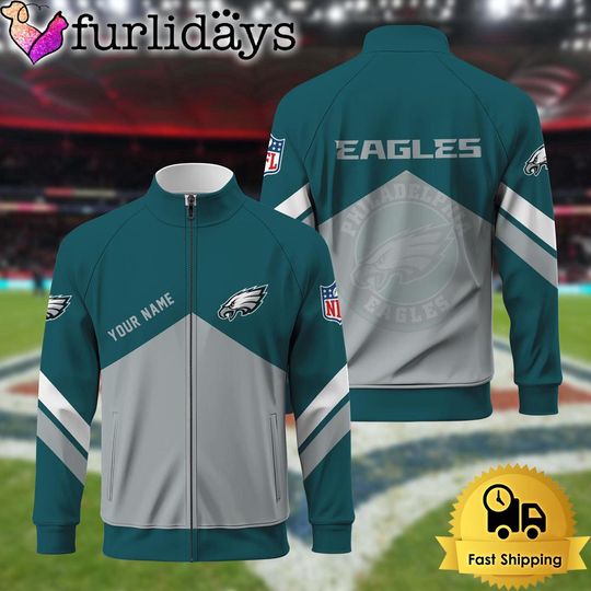 Discover Philadelphia Eagles Logo Custom Standing Neck Zipper Jacket