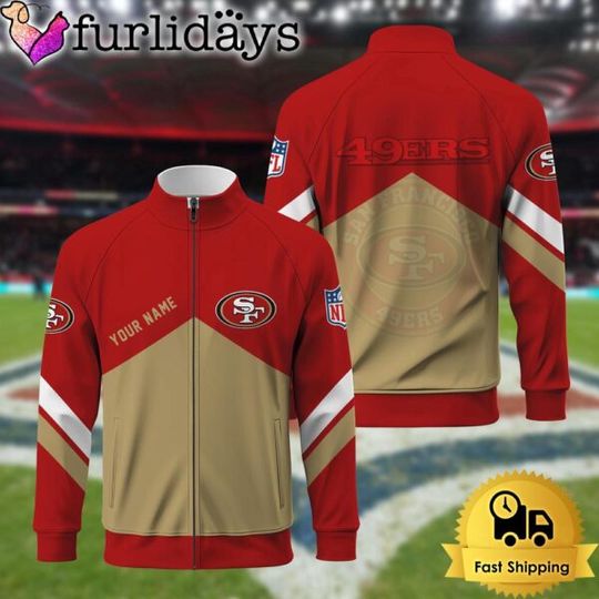 San Francisco 49ers Logo Custom Standing Neck Zipper Jacket