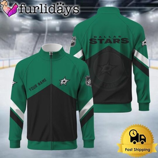 Dallas Stars Logo Custom Standing Neck Zipper Jacket