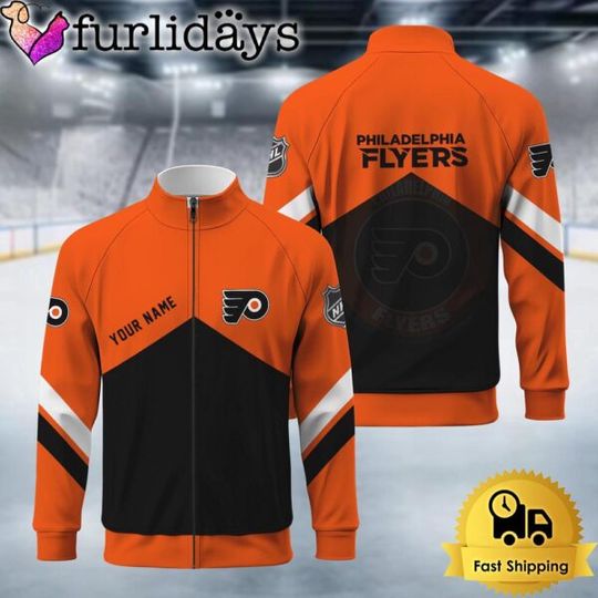 Discover Philadelphia Flyers Logo Custom Standing Neck Zipper Jacket