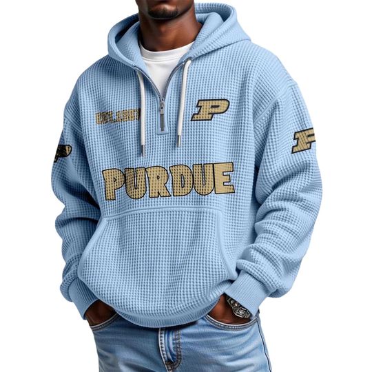 Purdue EST 1887 Quarter Waffle Zip Hoodie