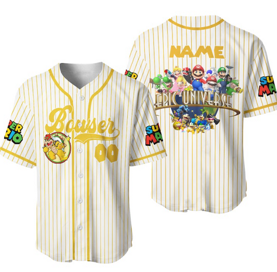Custom Bowser Epic Universe Jersey Shirt, Epic Universe Baseball Jersey, Gamer Vacation Shirt, Matching Trip 2025 Jersey Shirt