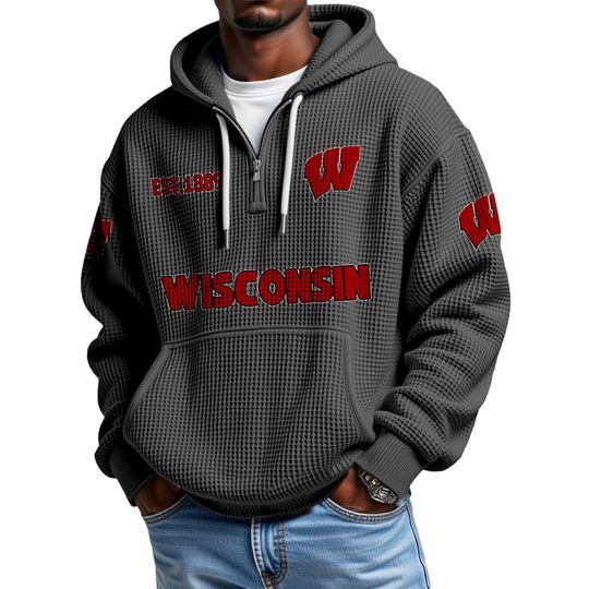 Discover Wisconsin EST 1889 Quarter Waffle Zip Hoodie