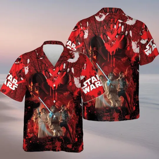 Discover Disney Star Wars Darth Vader Stormtrooper Red Halloween Hawaiian Shirt