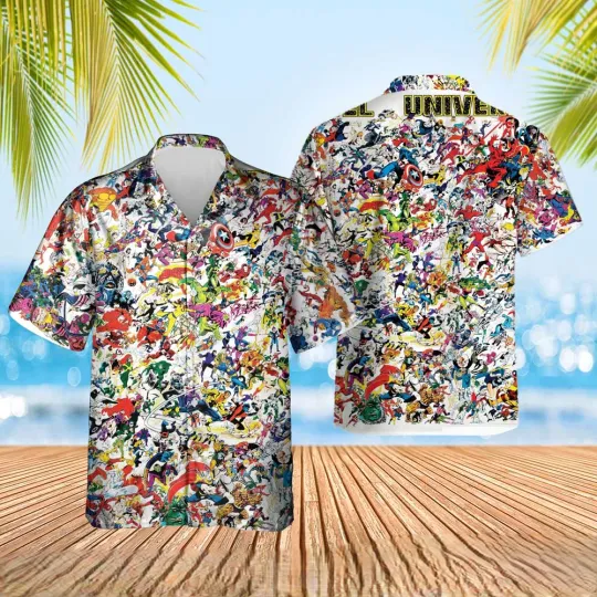Disney Marvel Universe Promotional Poster White Hawaiian Shirt