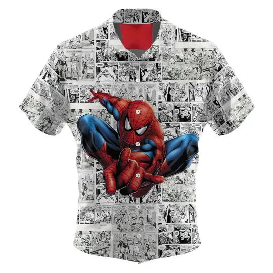 Discover Disney Spider-man Marvel Comics Retro White Hawaiian Shirt