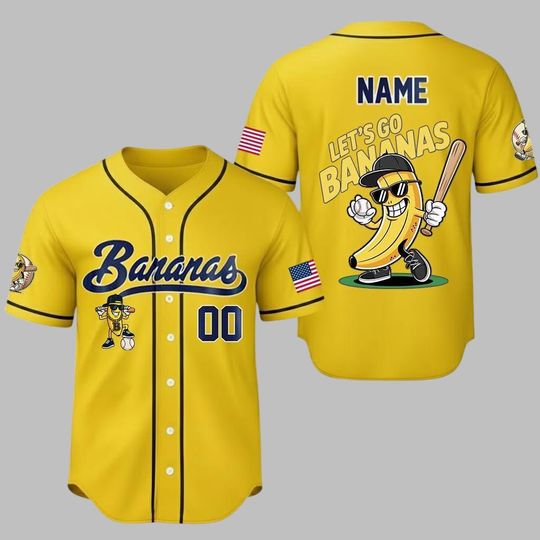 Discover Personalized Bananas Team Baseball Jersey, Funny Bananas Jersey, Let's Go Bananas Jersey, Custom Team Name Number, Gift For Savannah Fan