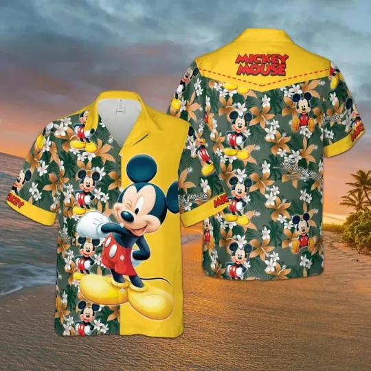 Discover Disney Mickey Mouse Tropical Summer Vacation Aloha Hawaiian Shirt