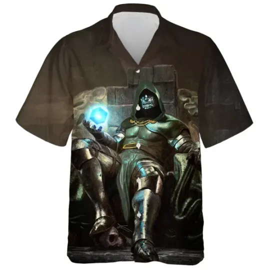 Discover Disney Marvel Doctor Dooom Sitting Pose Comic Art Hawaiian Shirt