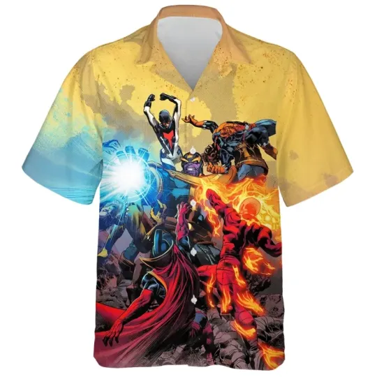 Disney Marvel Attack On Thanos Comic Art Hawaiian Shirt