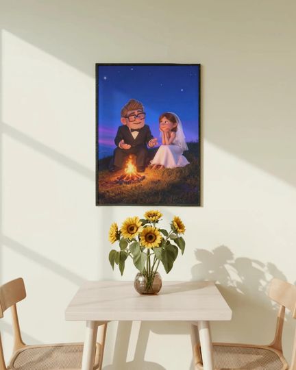 Discover Carl and Ellie Art Print - Disney UP Movie Poster, Carl and Ellie Wedding Wall Decor, Aesthetic Adventure Gift