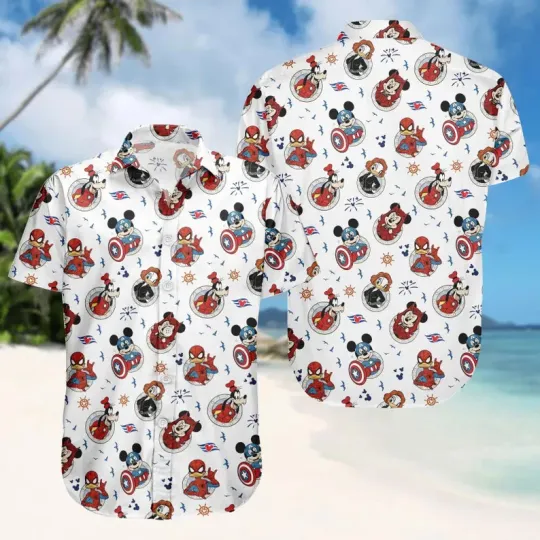 Discover Marvel Disney Cruise Button Shirt, Mickey And Friends Cruise Hawaiian Shirt
