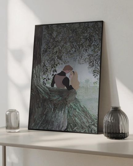 Discover Princess Aurora & Prince Phillip Poster | Sleeping Beauty Wall Art | Vintage Disney Cartoon Print | Romantic Fairy Tale Decor