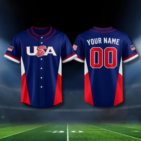 Discover USA Baseball 2026 Tournament Jersey   Custom Name Number Button Front