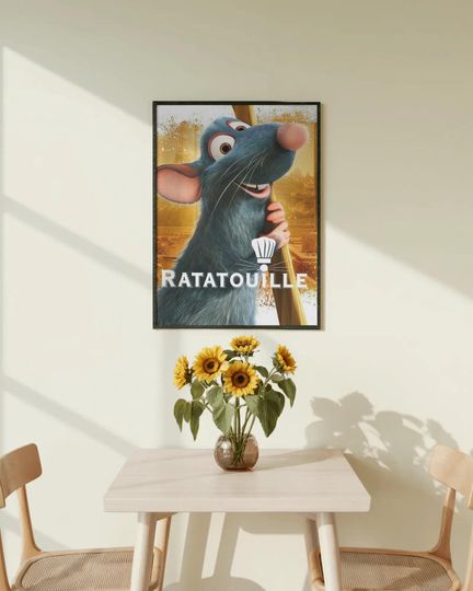 Discover Ratatouille Poster, Cute Disney Rat Wall Art, Remy Kitchen Decor, Animated Movie Print, Cozy Cafe Aesthetic Art