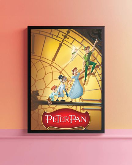 Peter Pan Vintage Poster, Fairy Tale Wall Art, Wendy Darling Decor, The Boy Who Never Grew Up Print