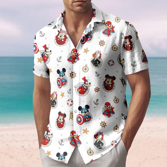 Discover Marvel Day At Sea Disney Cruise Squad Button Shirt, Mickey and Friends Cruise Hawaiian Shirt, Disney Cruise Trip Shirt, Superhero Shirt