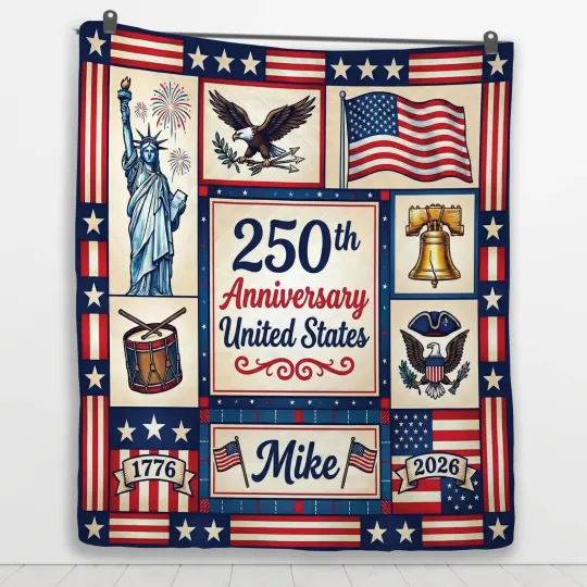 Discover Custom Name Quilt Blanket: USA 250th Anniversary 3D All Over Print Blanket