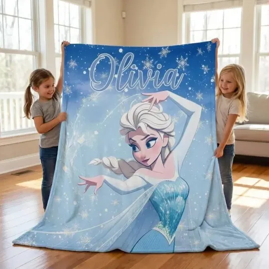 Disney Cute Elsa Princess  Fleece Blanket