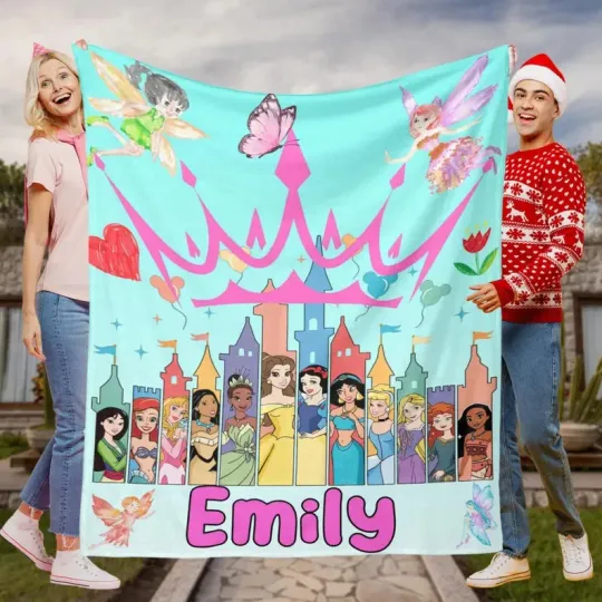 Discover Disney Cute Girls Princess Fleece Blanket