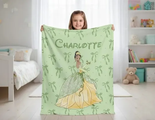 Disney Cute Personalized Princess Tiana Fleece Blanket