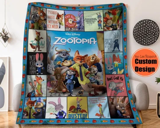 Discover Disney Cute Custom Name Zootopia Fox And Bunny Fleece Blanket