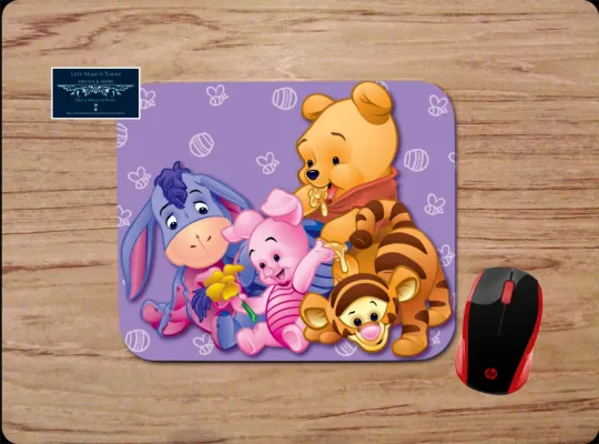 Discover Baby Pooh & Friends Custom Neoprene Mouse Pad for Home Office