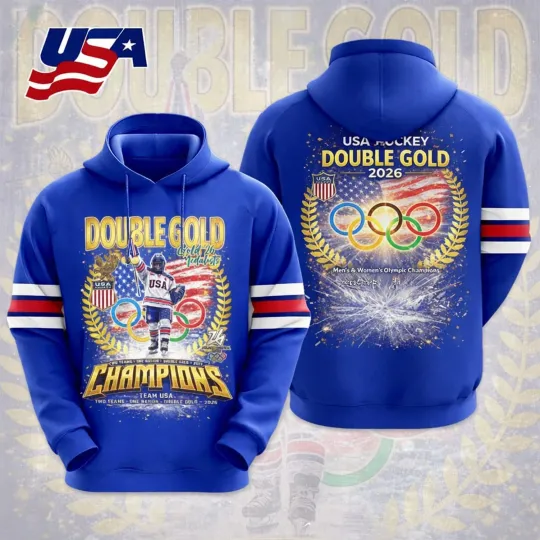 USA Hockey Olympic Team Champions 2026  All-over Print Hoodie Tee