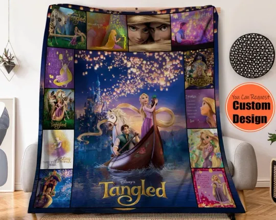 Discover Disney Cute Rapunzel Tangled  Fleece Blanket