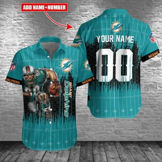 Discover Miami Football Team Dolphinss Hawaiian Shirt Button Down Unisex Adults S-5XL