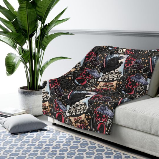 Star Wars Inspired Sherpa Fleece Blanket Throw Hand Drawn Art Gift Disneyland Magic Kingdom World Land Darth Vader Dark