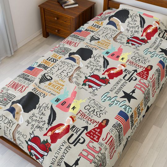 Discover Hamilton Musical Inspired Velveteen Plush Blanket Hand Drawn Non Stop Theater Gift Teacher Play Burr