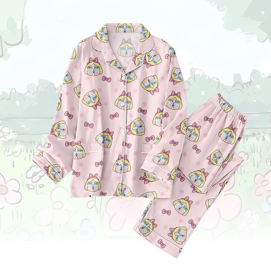 Discover Cute Thick Pajamas Set, Family Pajamas Set, Long Sleeve Button Up Pajama Pants, Cozy Cartoon Sleepwear for Women