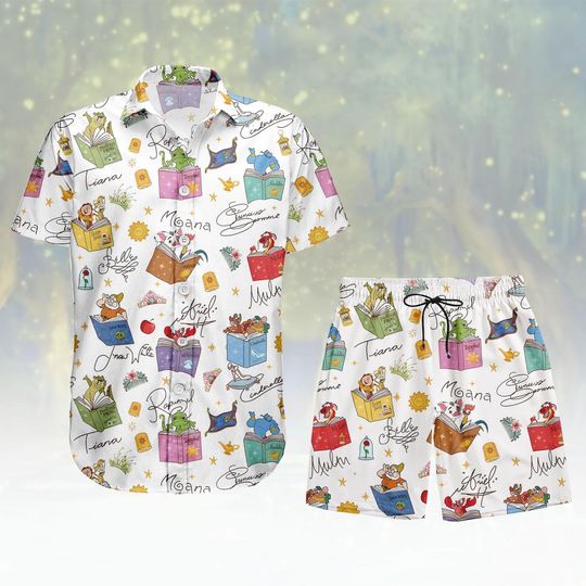 Discover Princess Hawaiian Shirt & Shorts, Disney Button Shirt, Princess Men Shorts, Hawaii Outfit, Gift For Fans
