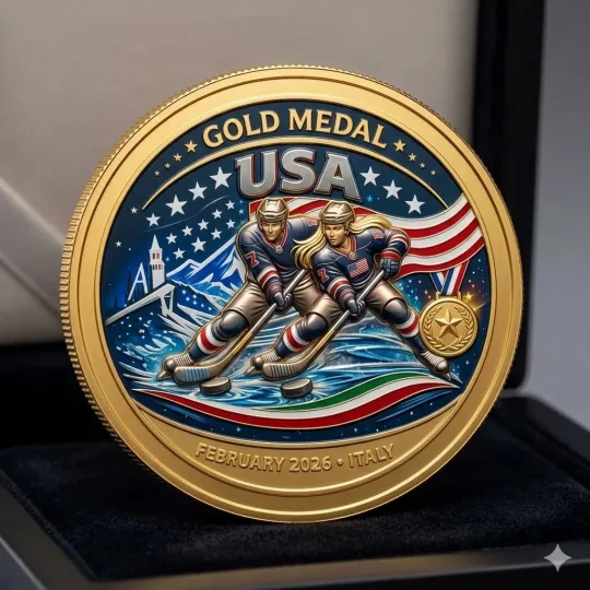 TEAM USA 2026 Olympics Ice Hockey Gold Medal Champions Coin