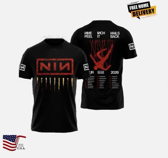Discover Nine Inch Nails NIN USA Tour 2026 Peel It Back T-Shirt  3D