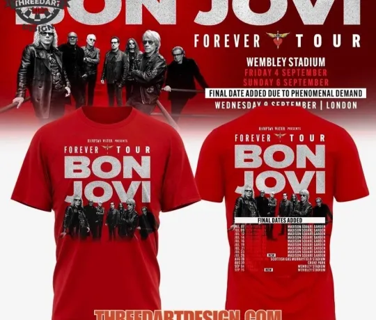 Discover Bon Jovi Forever Tour 2026 3D Gift For Fans Unisex All Size Shirt LW1043