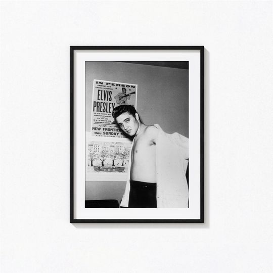 Elvis Presley Black and White Wall Art Poster - Album Cover Photography Print for Home Decor