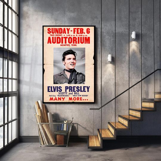 Elvis Presley Poster, Vintage Concert Poster, Classic Rock and Roll Wall Art