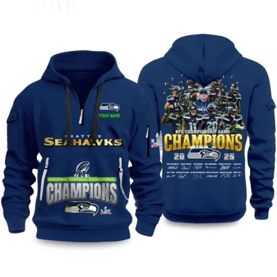 Championship Game 2025 2026 Seahawks Quarter Zip Hoodie