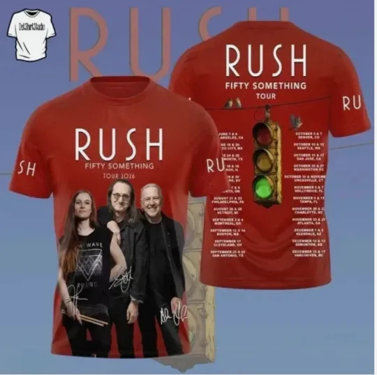 Discover Rush 2026 Fifty Something Tour 3D T-Shirt Rock Band Graphic Tee Men
